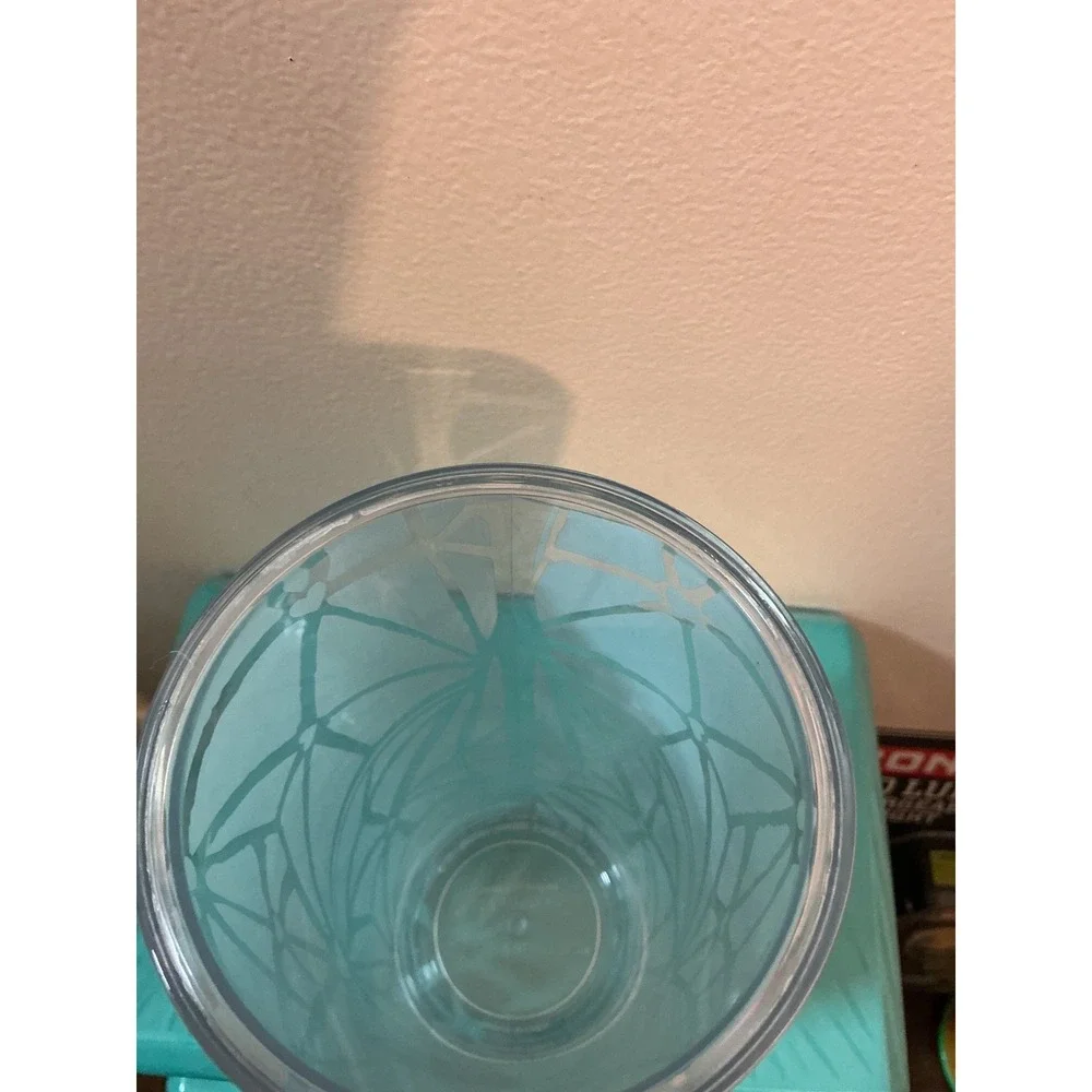 Starbucks‎ Teal Mint Green Geometric Frosted Double Wall Cold Cup Tumbler 16oz